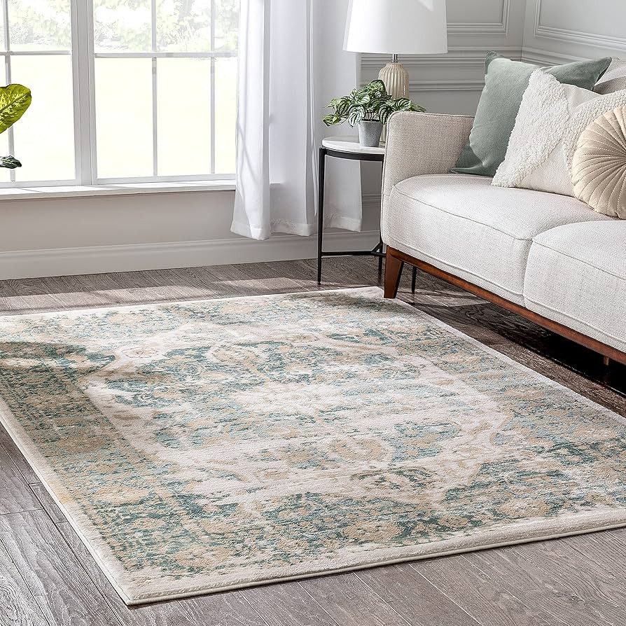 Well Woven Kensington Maxwell Blue Modern Medallion Antique Vintage Distressed Area Rug 5'3" x 7'... | Amazon (US)