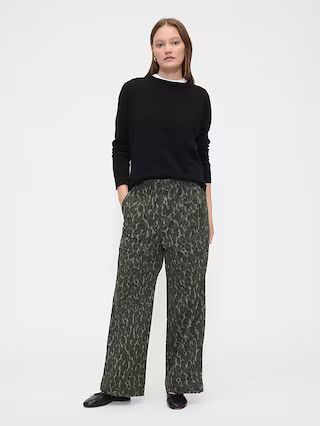 High Rise Print Easy Wide-Leg Khakis | Gap Factory