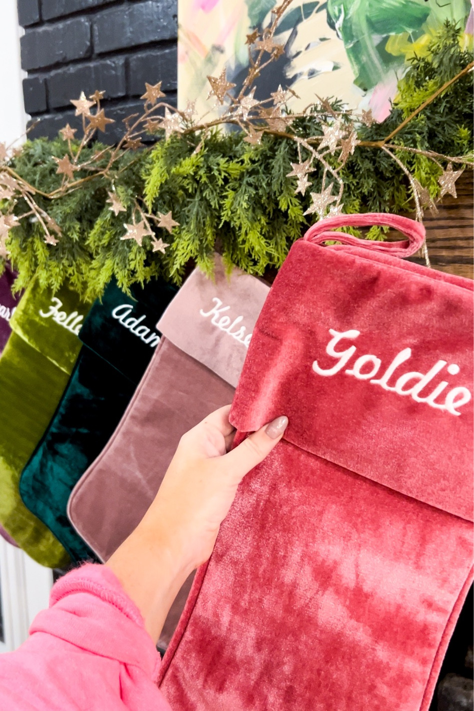 Christmas
Mantle
Stockings
Holiday
Personalized stockings
Velvet stocking
Garland 


#LTKstyletip #LTKhome #LTKHoliday