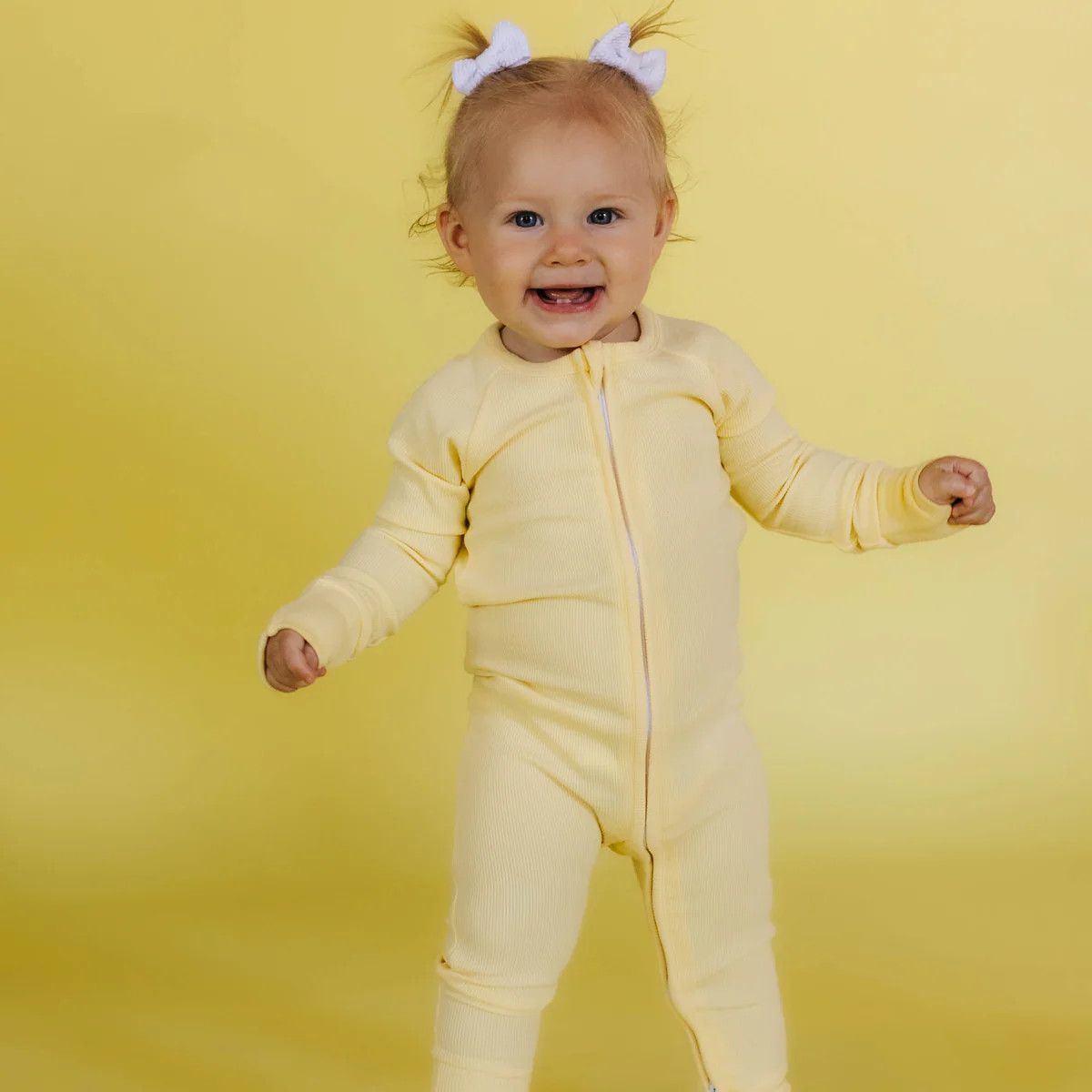 Baby Onesie In Butter Yellow | Staykation | Staykation