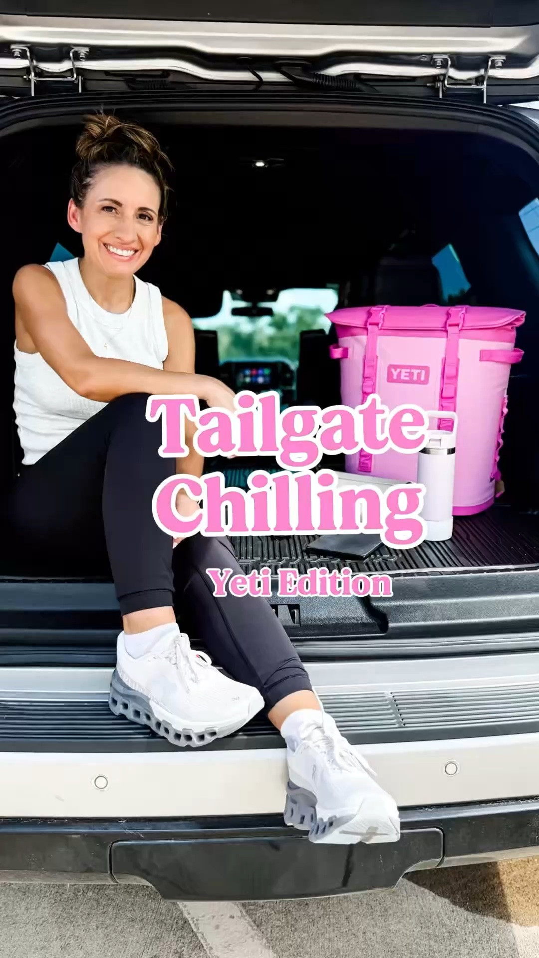 Hello cute tailgate gear with style. 
A tailgate party isn’t complete without the Yeti cooler, tumbler, and extra Starbucks. 
Old Navy Tank top is really comfortable and is available in lots of colors. Runs true to size. 
Lululemon workout leggings run small. So up 1 size. They are really comfortable. 
On Cloud sneakers fit like you’re on a cloud. Love them. 
Yeti Hopper
Yeti Rambler 
Petite style 
Yeti must haves

#LTKstorytime #LTKSeasonal #LTKTravel