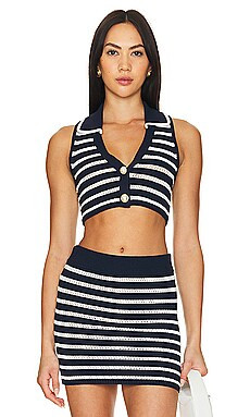 Lovers and Friends Meredith Top in Navy & White from Revolve.com | Revolve Clothing (Global)