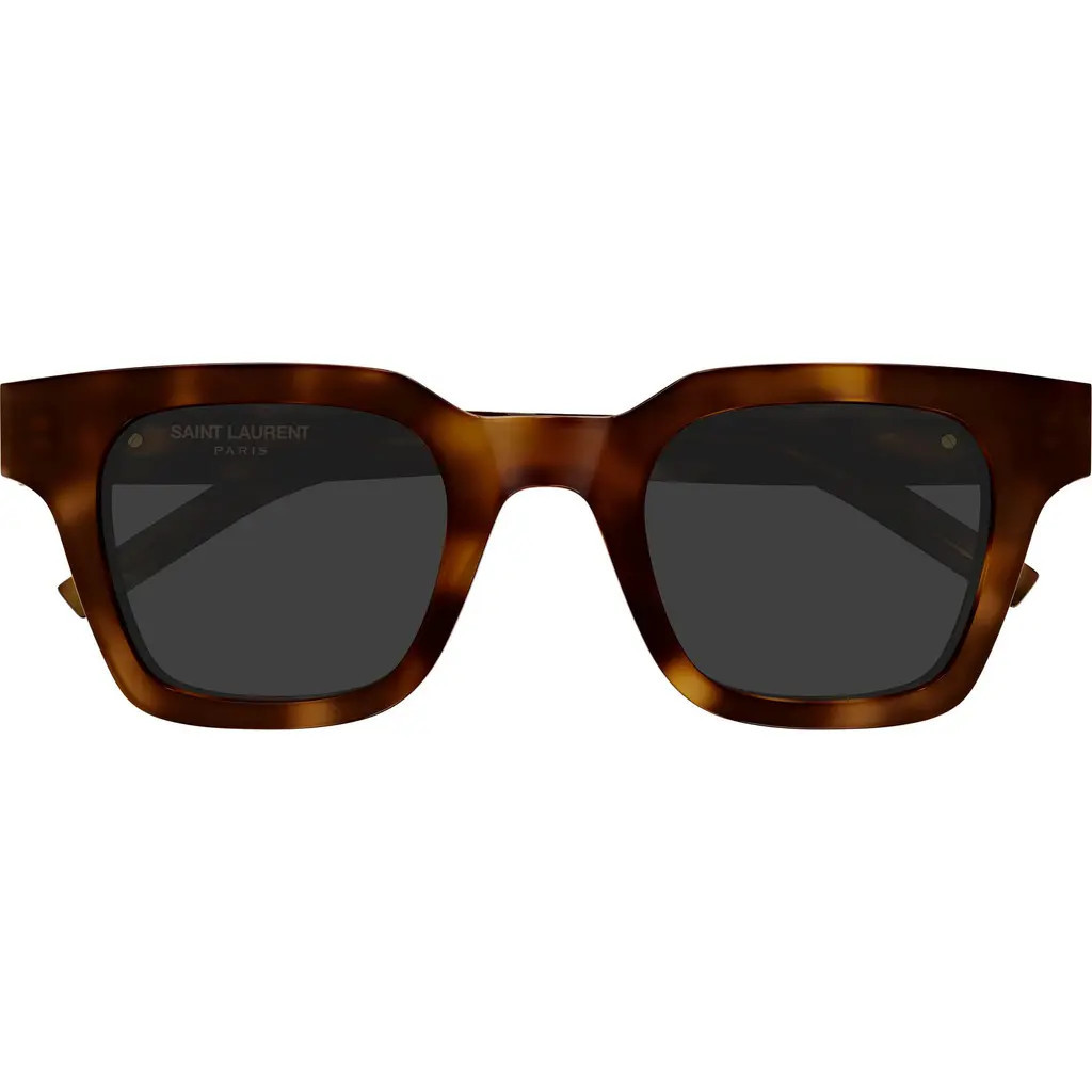 Saint Laurent 47mm Small Rectangular Sunglasses in Havana at Nordstrom | Nordstrom