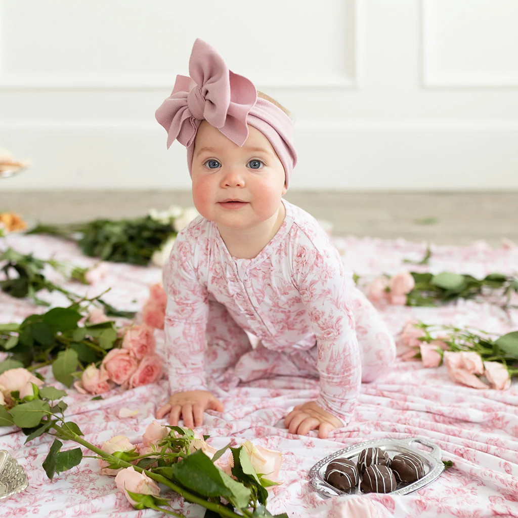 Floral White Baby Girl Sleeper | Antoinette | Posh Peanut