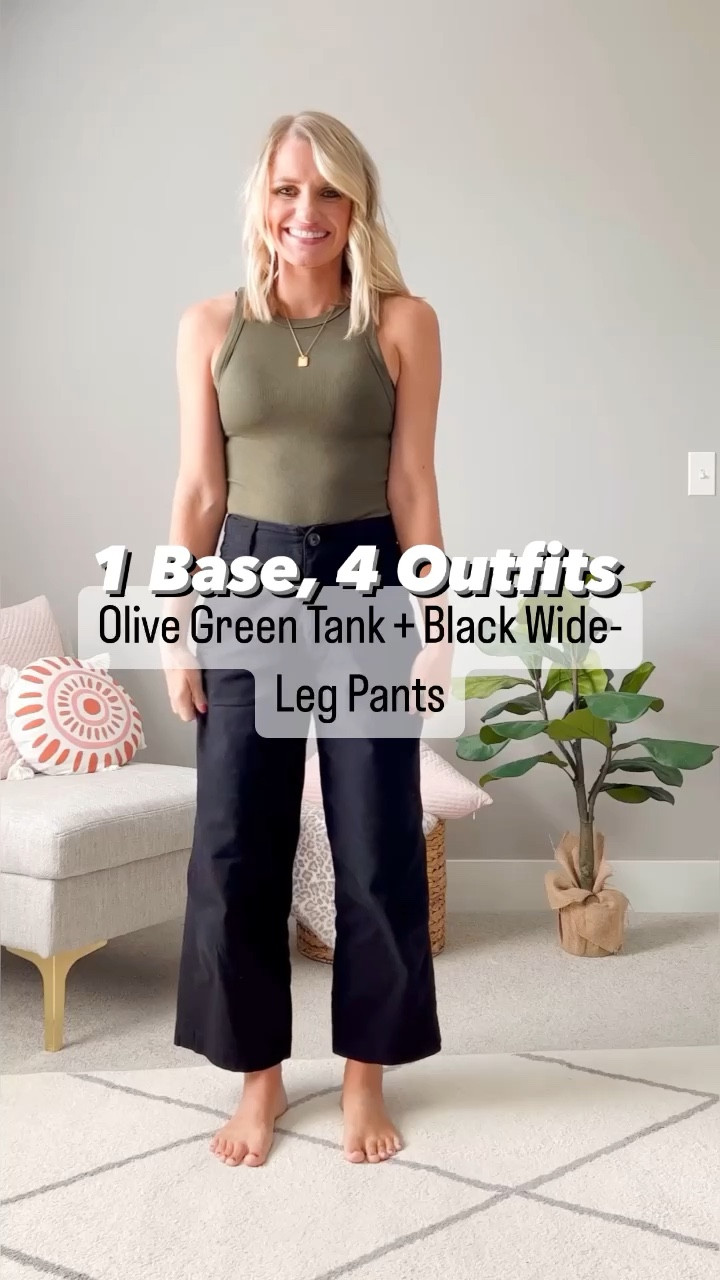 Olive green tank top outfit sale