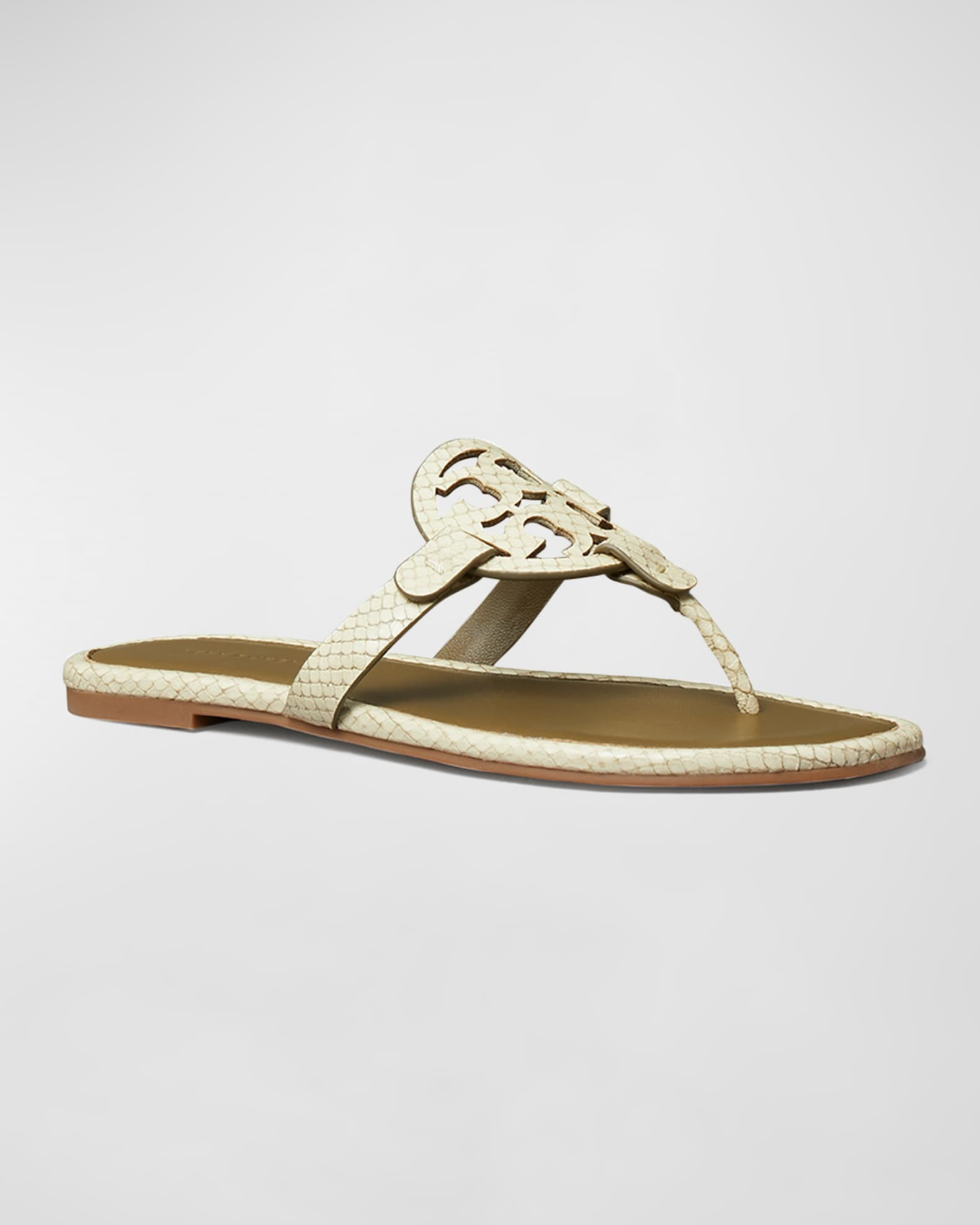 Tory Burch Miller Leather Logo Thong Sandals | Neiman Marcus