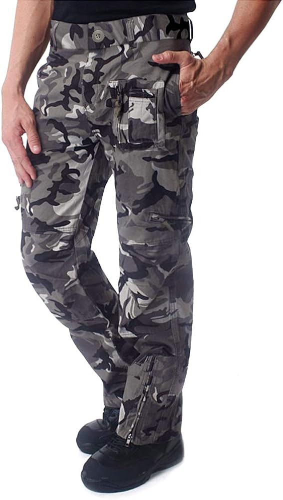 CRYSULLY Men's Cotton Multi-Pockets Work Pants Tactical Outdoor Military Army Cargo Pants (No Bel... | Amazon (US)