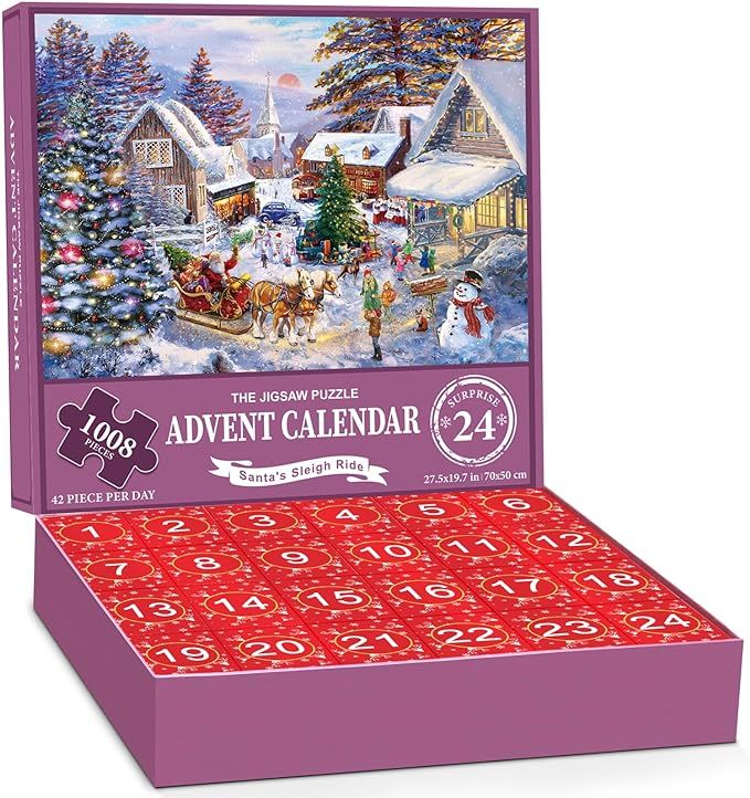 Advent Calendar 2023 Jigsaw Puzzles for Kids Adults, 24 Box Christmas Puzzle Countdown Calendar,F... | Amazon (US)