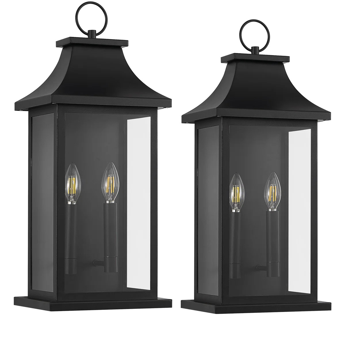 2-Light 22 In. Black Outdoor Wall Light Fixture, Waterproof  Wall Lantern Sconce Farmhouse Hardwi... | Wayfair North America