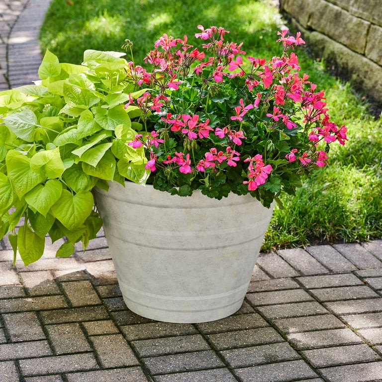 Better Homes & Gardens 21.8" D x 16.5" H Sandy Vanilla Dream Recycled Resin Planter | Walmart (US)