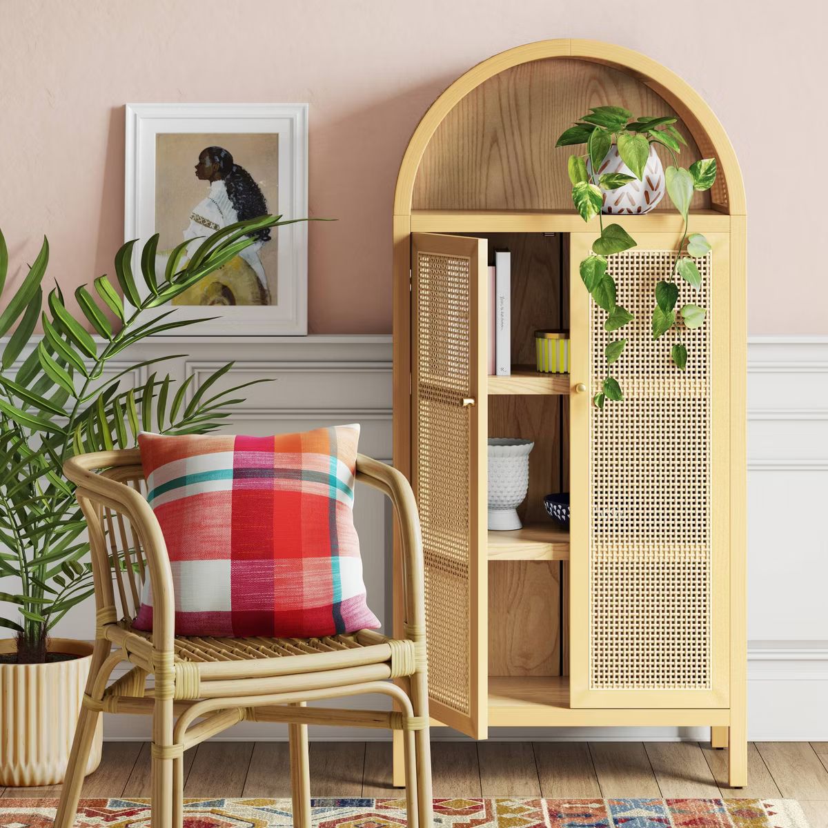 Target/Furniture/Home Office Furniture‎Shop collectionsShop all ThresholdWoven Arched Wood Cabi... | Target