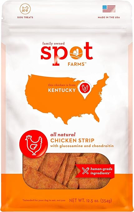 Spot Farms All Natural Human Grade Dog Treats, Chicken Strips with Glucosamine and Chondroitin, 1... | Amazon (US)