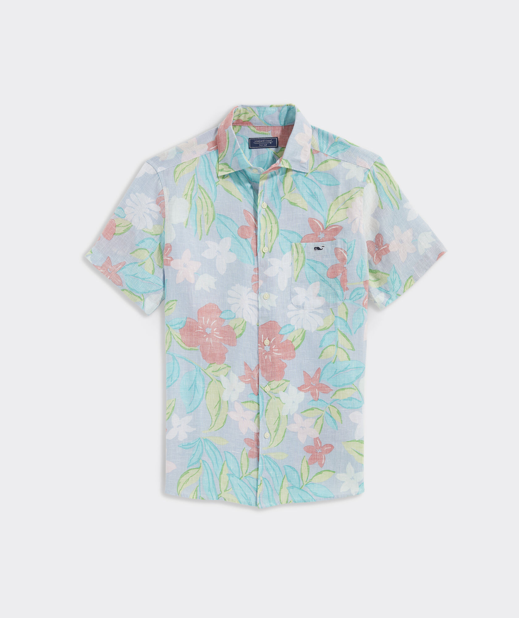 Linen Short-Sleeve Dunmore Floral Shirt | vineyard vines