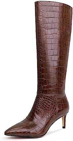 wetkiss Knee High Boots for Women, with Kitten Heel and Pointed Toe Design, Classic and Sexy | Amazon (US)