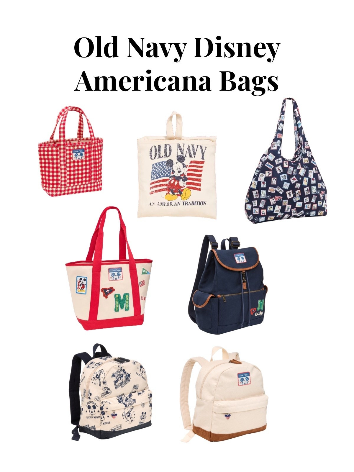 New Disney Americana bags from Old Navy 🇺🇸❤️

#LTKSeasonal #LTKTravel #LTKootd