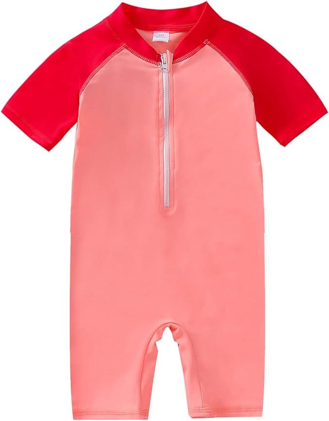 YIRONGWANG Baby Toddler Boys Girls Swimsuit One Piece Swimwear Bathing Suit Rash Guard with Zippe... | Amazon (US)