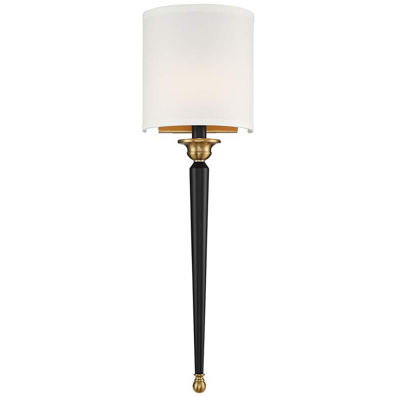 Possini Euro Arletta 26" High Classic Black and Brass Wall Sconce | Lamps Plus