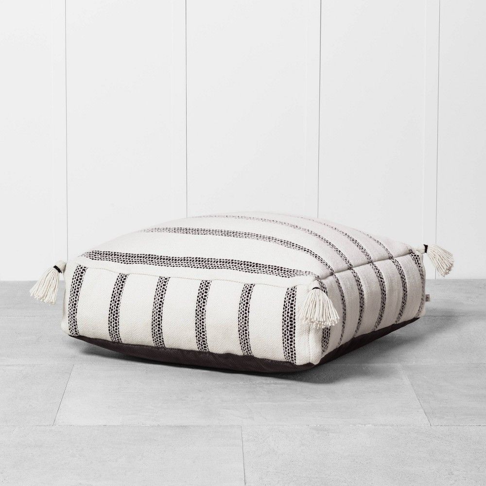 Outdoor Floor Cushion Black / White - Hearth & Hand with Magnolia | Target