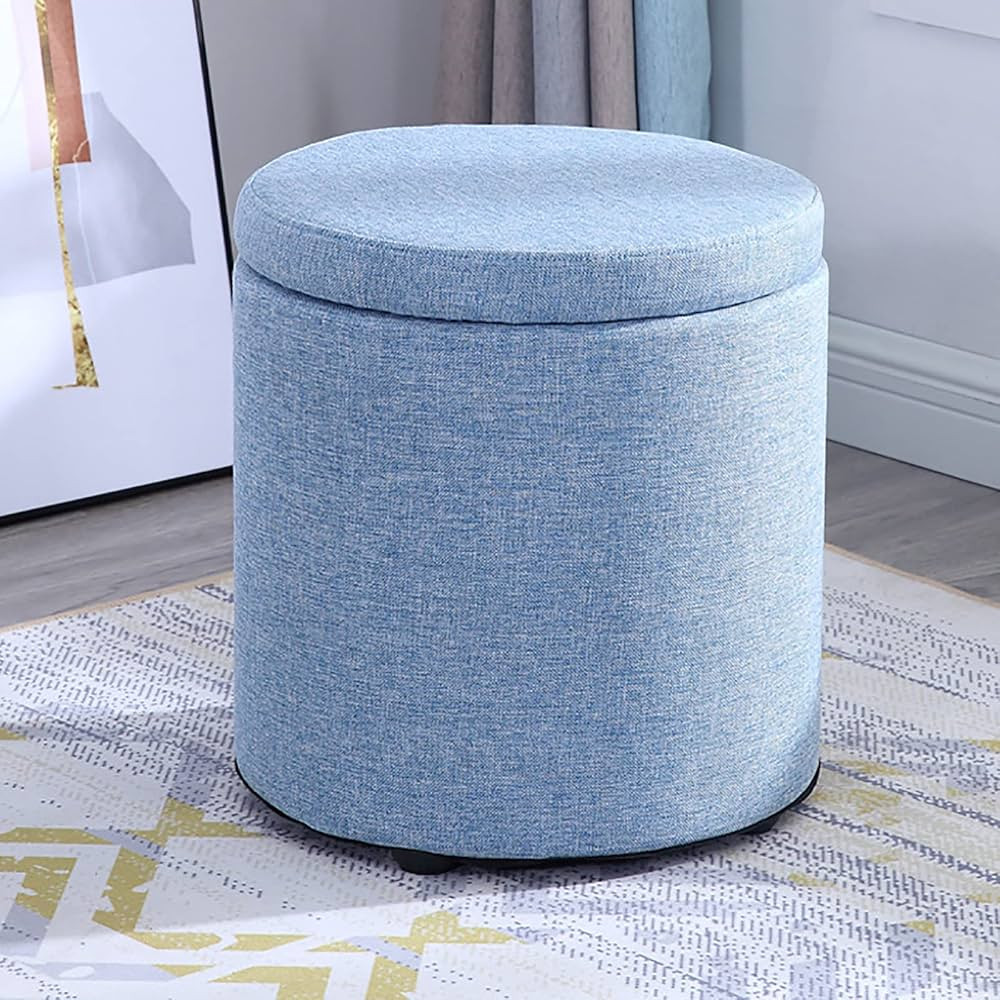 Storage Round Pouffe Stool,Ottoman Footstool,Dressing Table Stool Change Shoe Footrest Removable ... | Amazon (US)