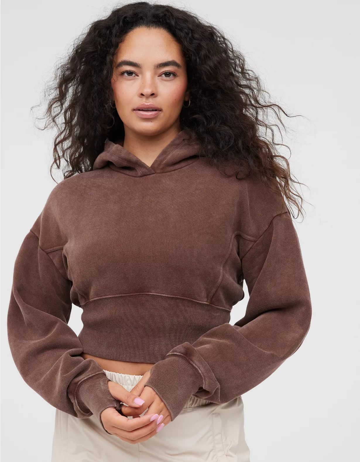 OFFLINE By Aerie Throw-Back Cropped Hoodie | Aerie