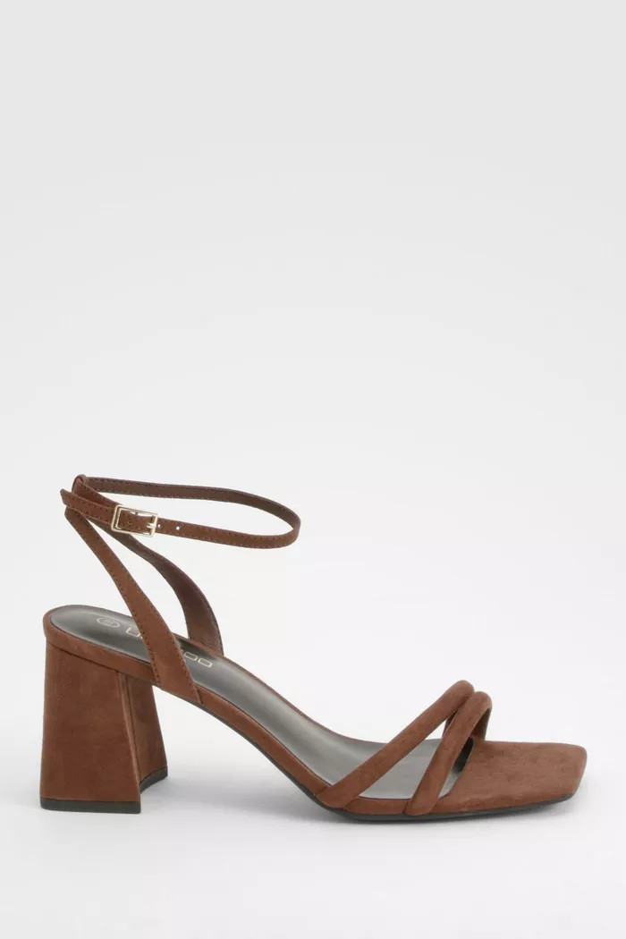 Padded Strap 2 Part Mid Block Heels | Boohoo.com (UK & IE)