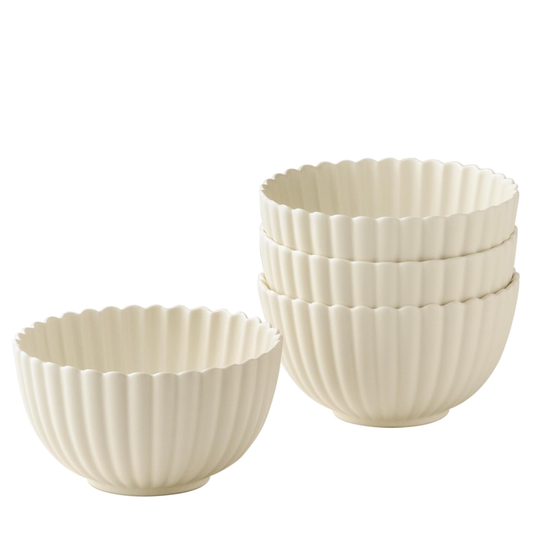 WENSHUO Flower-Shaped Daisy Bowl Set, 5.5-Inch, 17oz Matte Crème - Pack of 4 | Amazon (US)