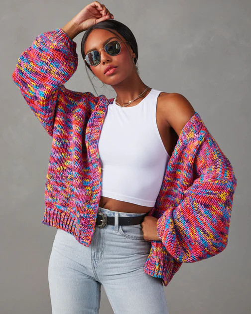 A Different World Multicolor Cardigan - Multi | VICI