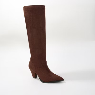 Berness Women's True Curve Collar Suede Knee High Boots Brown 9 | Target