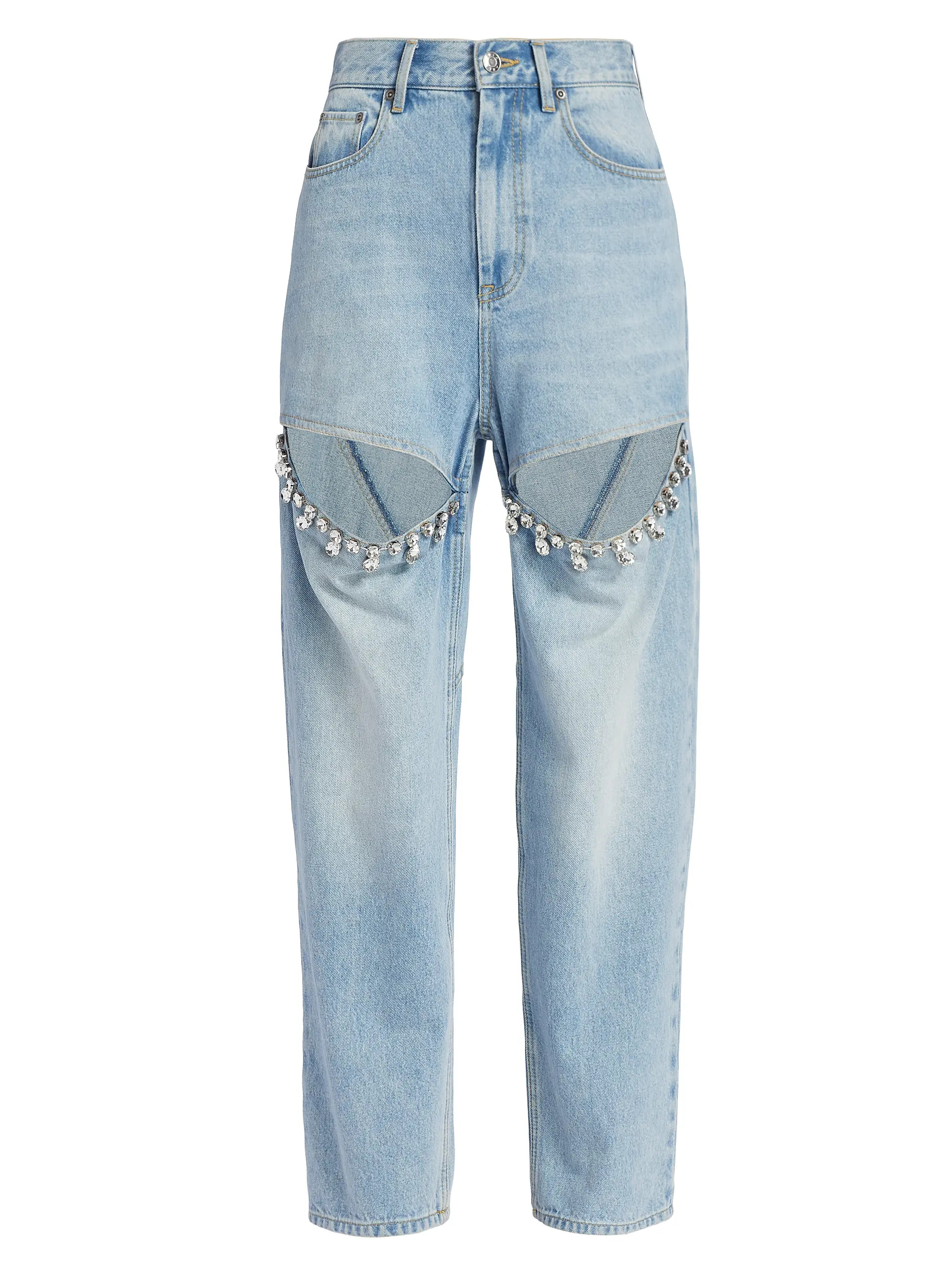 Crystal-Embellished Cut Out Jeans | Saks Fifth Avenue