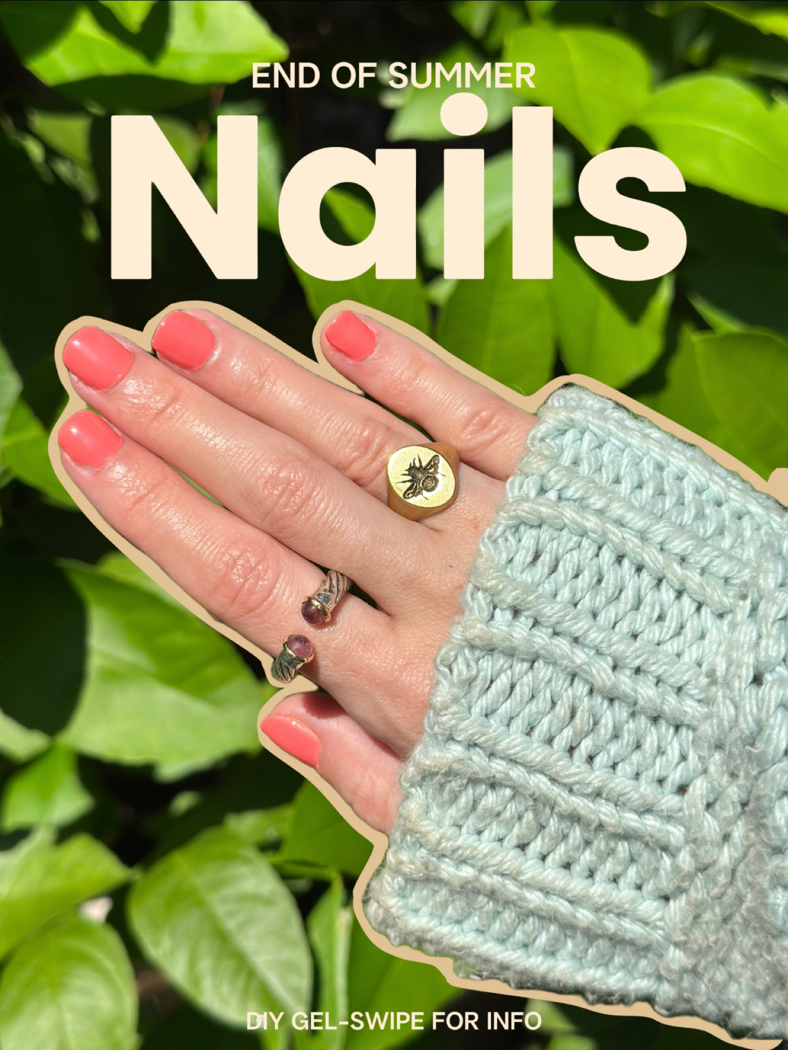 End of summer DIY Gel manicure (if like me you’re not ready for fall vibes yet)

DIY nails | nails | diy gel | at home manicure | gel nails | peach nails | signet ring | David yurman | bee ring | short nails 

#LTKSeasonal #LTKunder50 #LTKbeauty