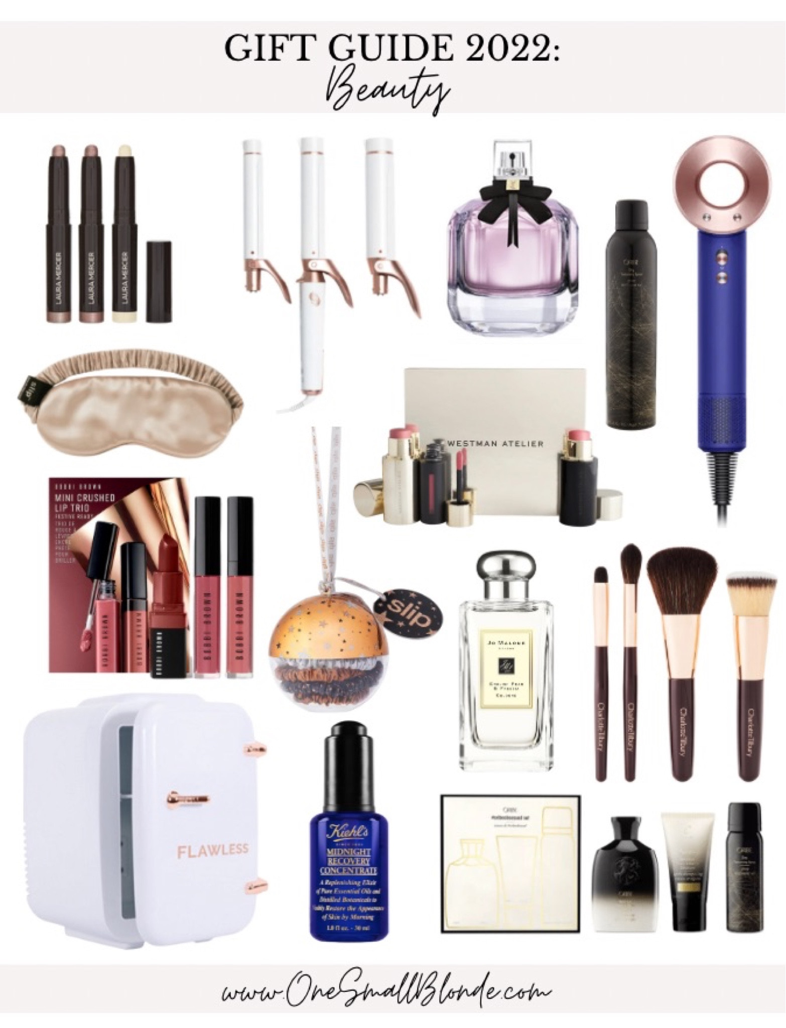 Gift Guide: Beauty

Eye shadow sticks, T3 curling iron, Ysl perfume, Oribe dry texturizing spray, Dyson hair dryer, silk eye mask, Bobbi brown lip kit, slip silk hair ties, Jo Malone Perfume, makeup brushes, makeup fridge, Kiehls, oribe set. 

#LTKHoliday #LTKGiftGuide #LTKbeauty