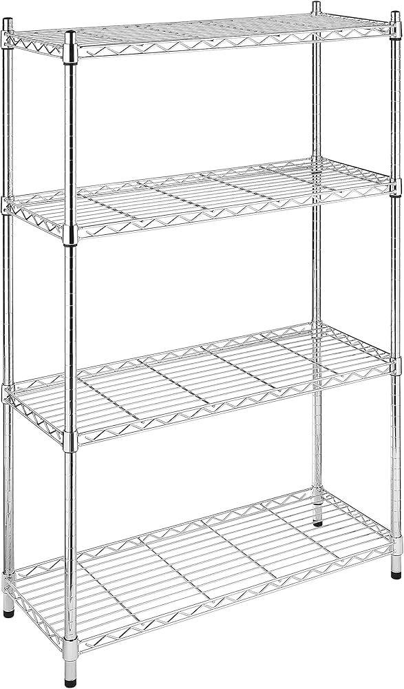 Whitmor Supreme 4 Tier Adjustable Shelves and Leveling Feet, Chrome | Amazon (US)