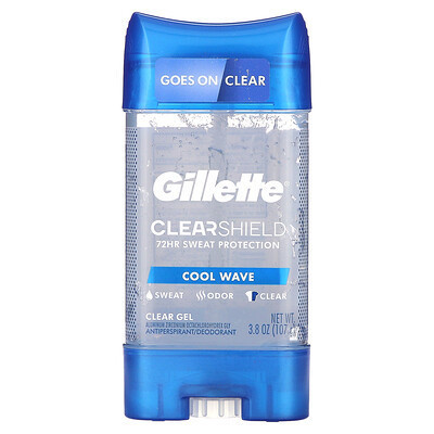 Gillette, Clear Shield, Antiperspirant Deodorant, Cool Wave, 3.8 oz (107 g) | iHerb