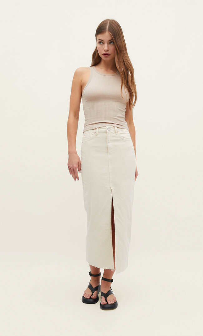 Long denim comfort skirt | Stradivarius (UK)