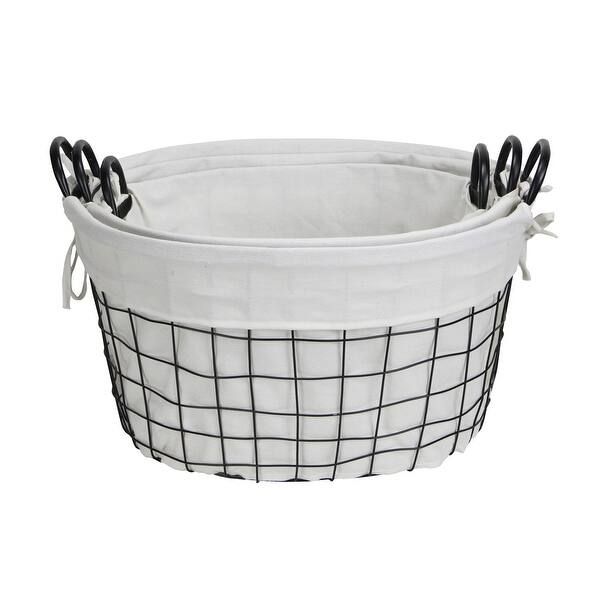 Cheung's Lined Metal Wire Oval Basket with Handle - Set of 3 - On Sale - Overstock - 16096990 | Bed Bath & Beyond