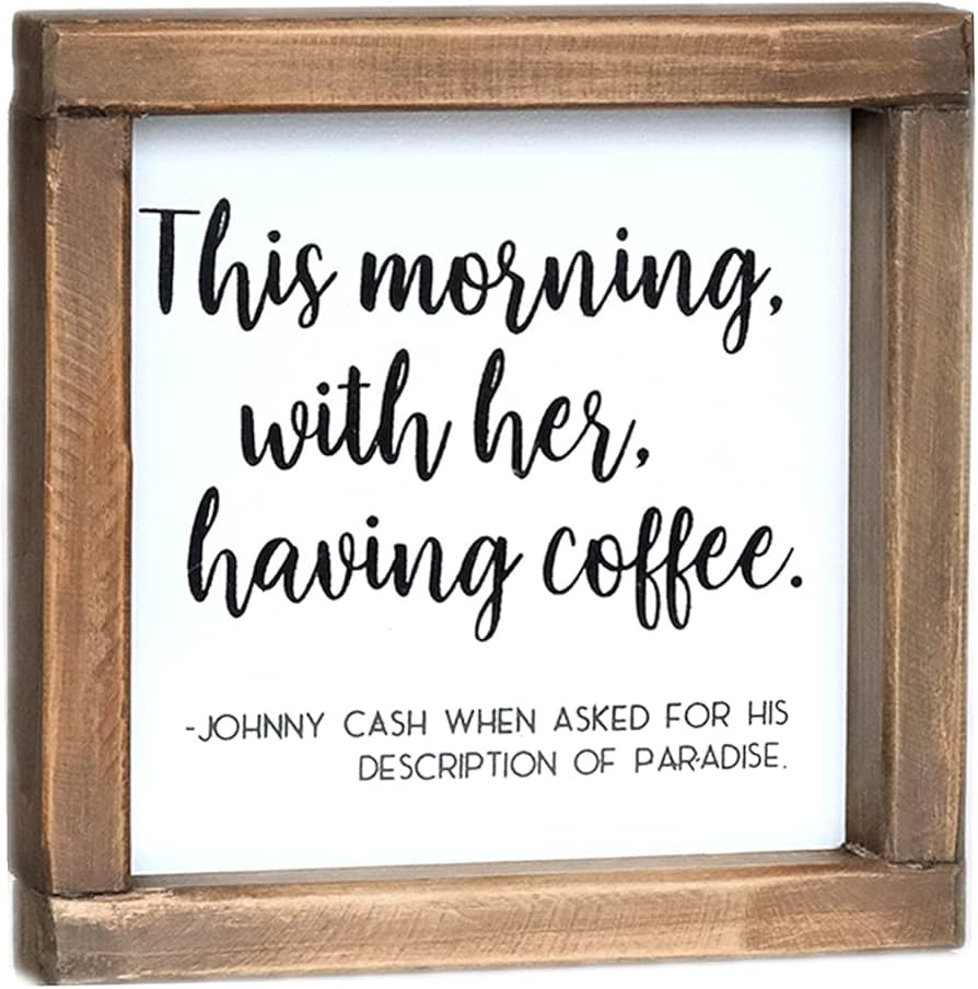 SIMPLY ANI Farmhouse Coffee Signs for Coffee Bar, Coffee Station, Rustic Coffee Signs Kitchen Decor, Small Coffee Signs with Romantic Quote-This Morning, with Her, Having Coffee,7x7 Inches | Amazon (US)