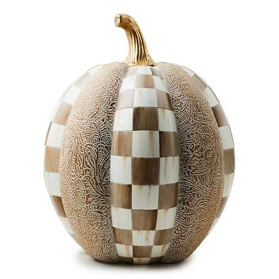 Mocha Check & Block Print Tall Pumpkin | MacKenzie-Childs