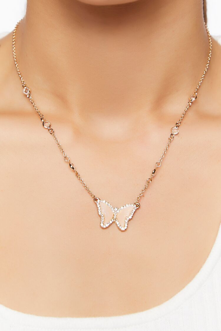 Rhinestone Butterfly Necklace | Forever 21 (US)