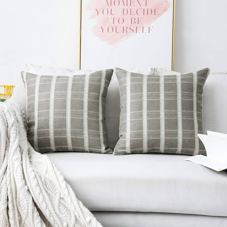 Home Brilliant Beige Linen Throw Pillow Covers 18x18 Decorative Pillow Covers for Couch Sofa Benc... | Amazon (US)