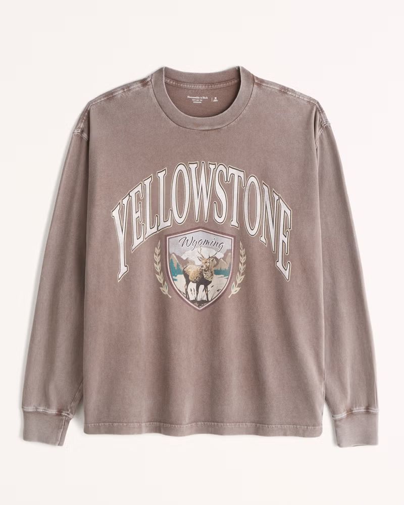 Men's Long-Sleeve Yellowstone Park Graphic Tee | Men's Tops | Abercrombie.com | Abercrombie & Fitch (US)