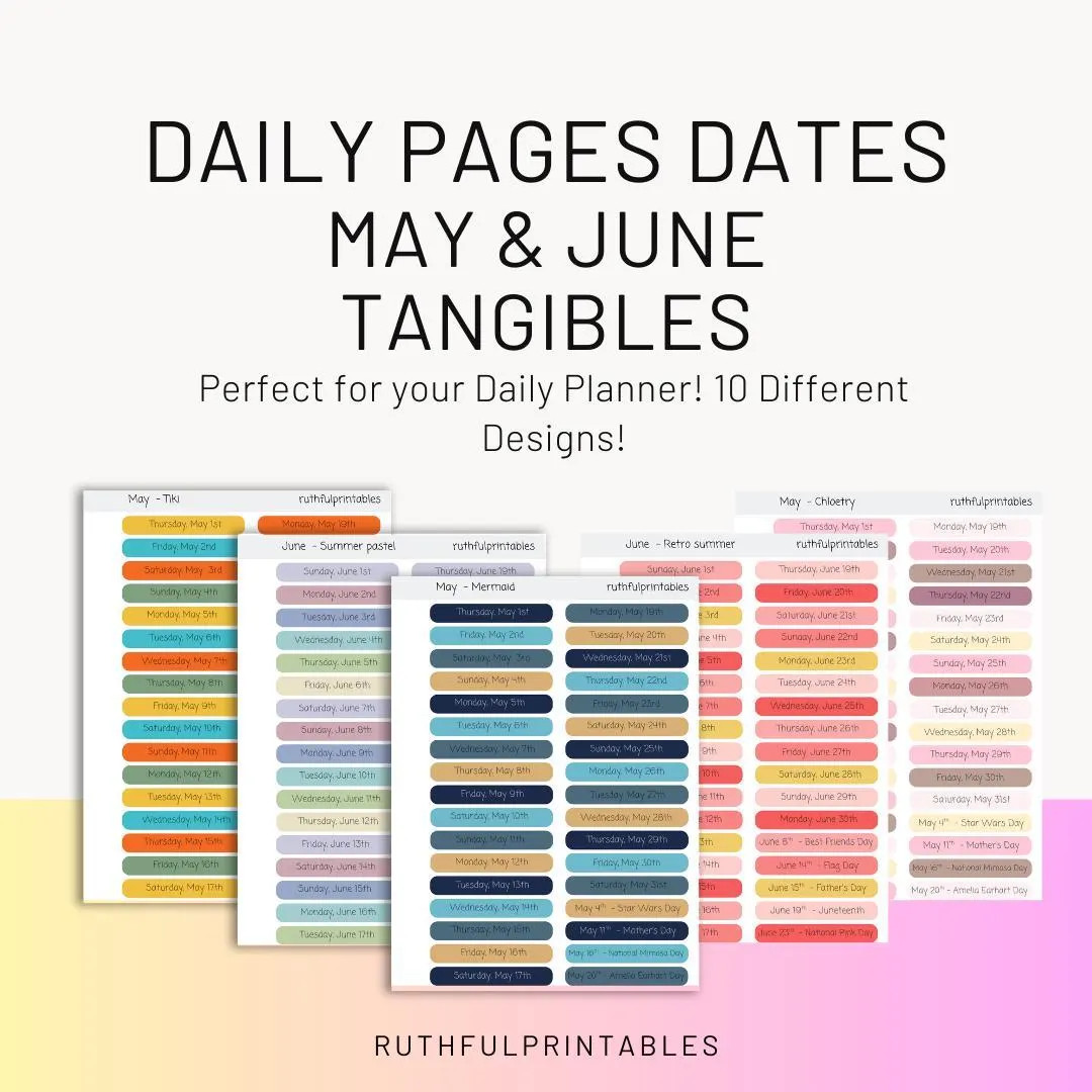 May & June 2025 Daily Pages Dates - Etsy | Etsy (US)