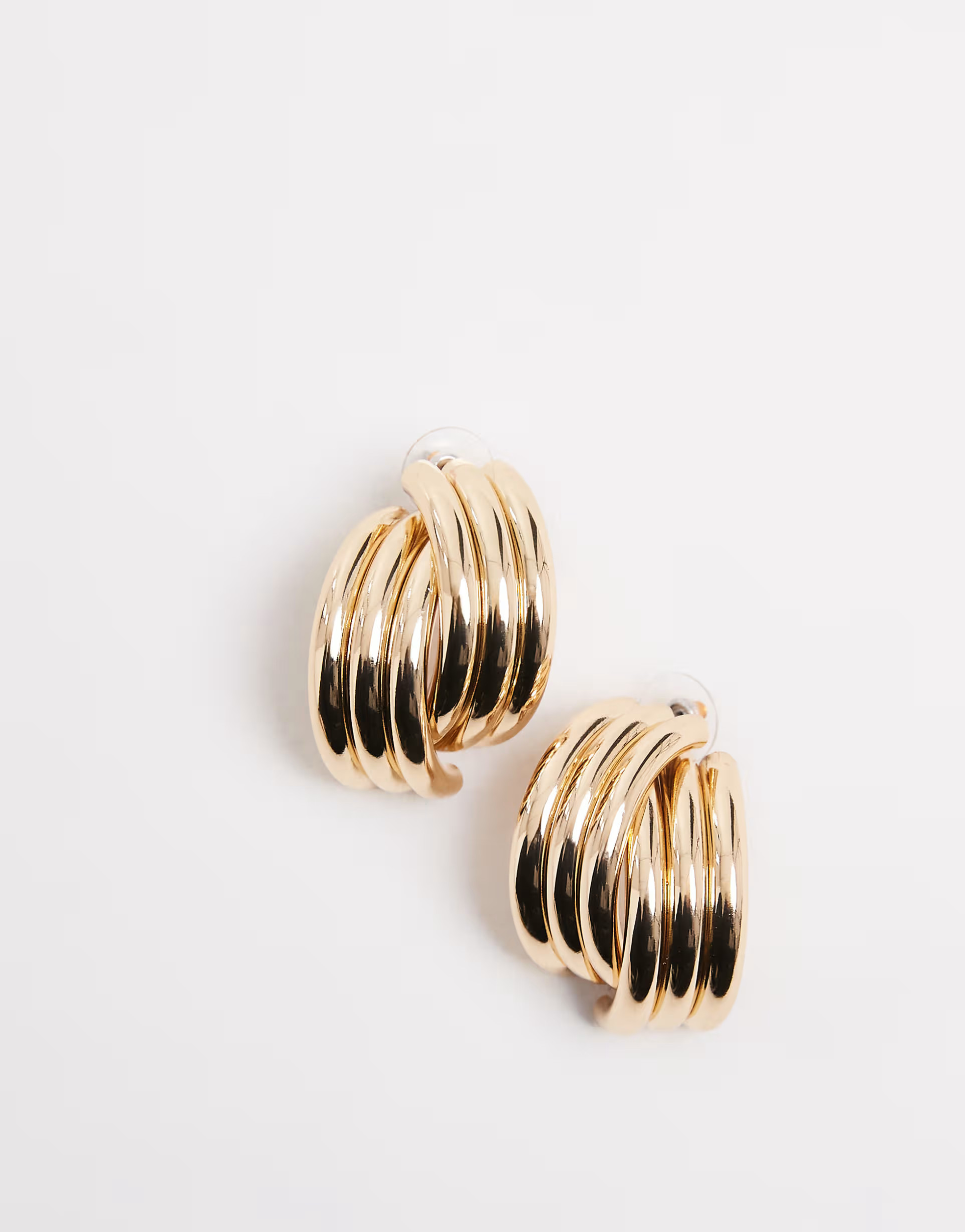 ASOS DESIGN earrings with triple hoop detail in gold tone | ASOS (Global)