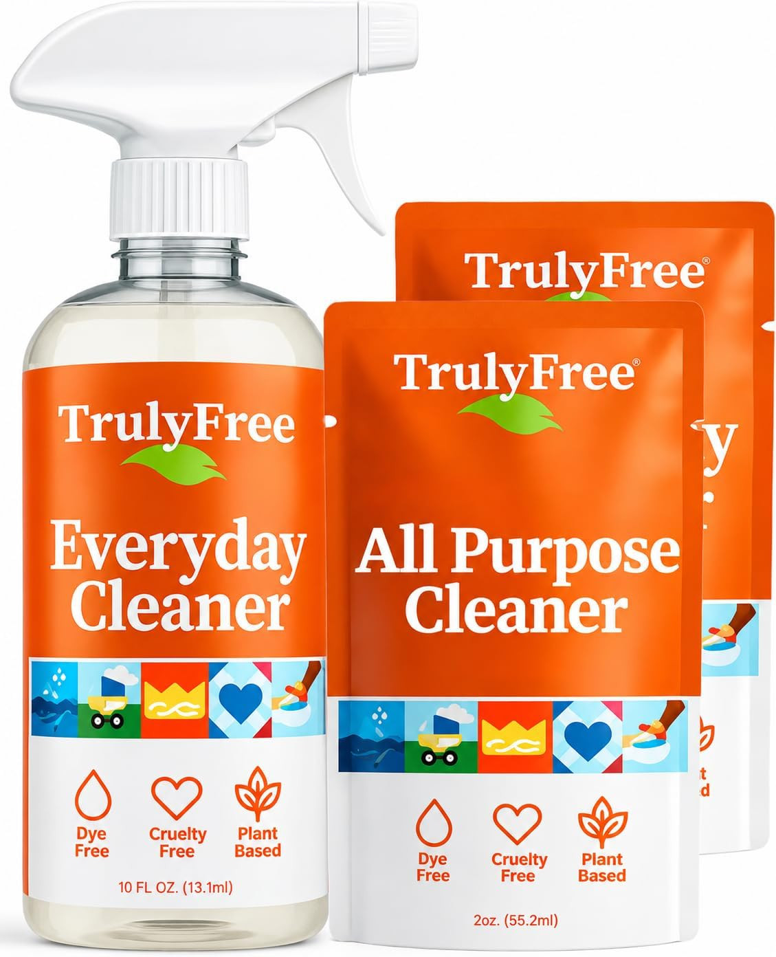 Truly Free Multi-Purpose Cleaner Spray - 16oz Bottle + 2 Fills, 3oz ea. | Amazon (US)