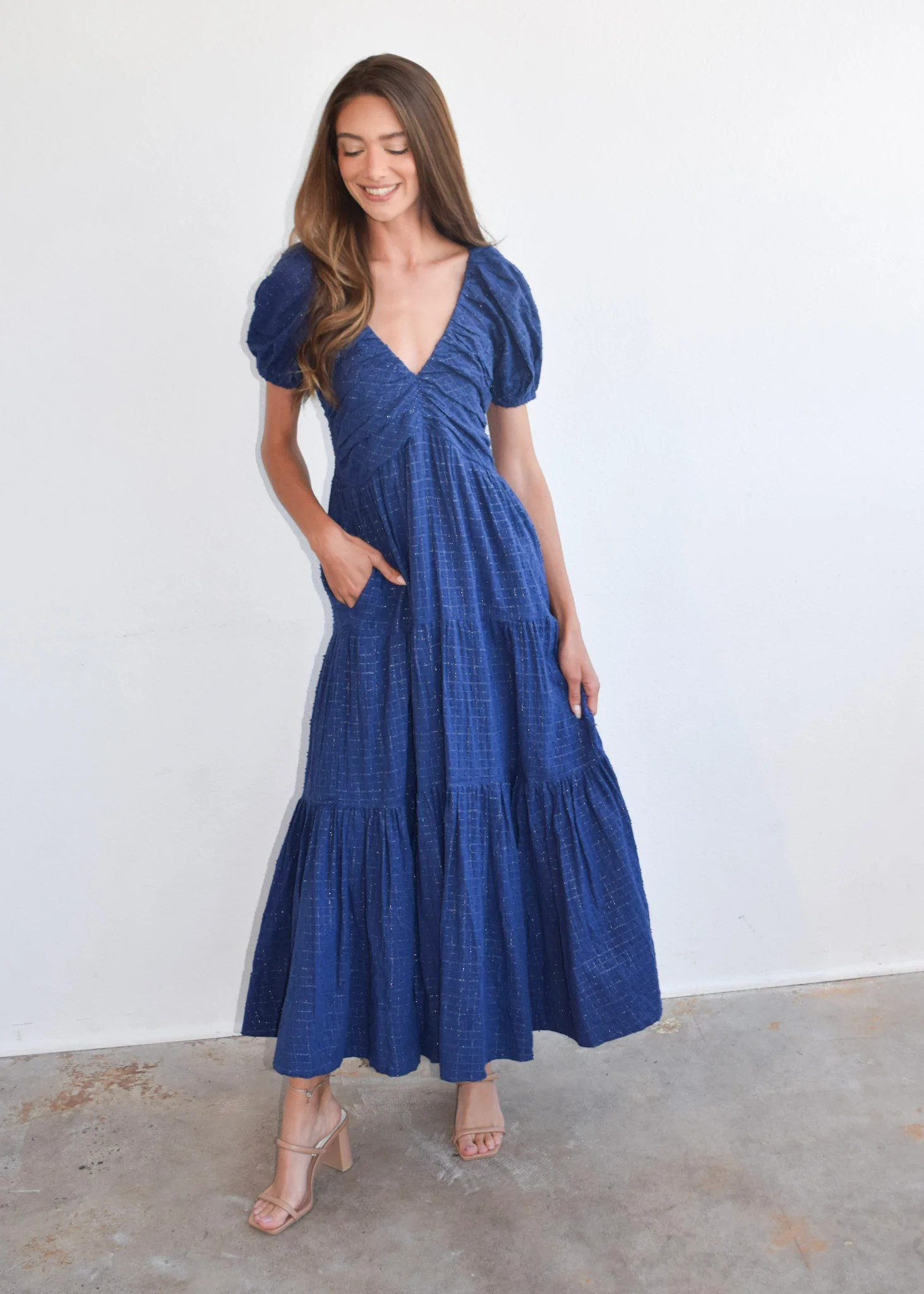 Never A Wallflower | Coco Maxi Dress Blueprint Silver Stripe | Never A Wallflower