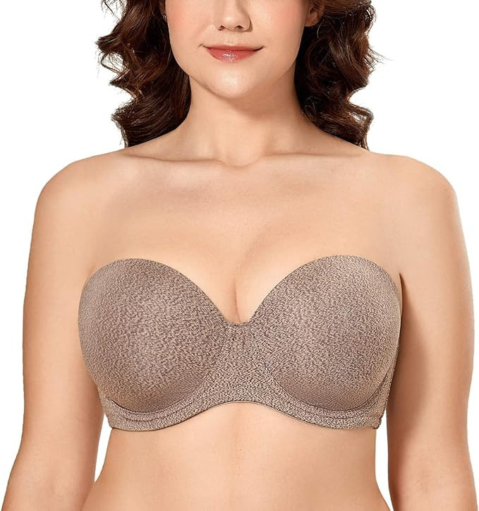 DELIMIRA Women's Underwire Contour Plus Size Multiway Strapless Bra Full Coverage Shell Heather 3... | Amazon (US)
