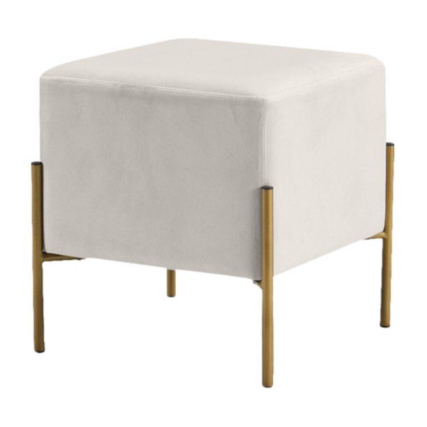 Meridian Furniture Contemporary Isla Cream Velvet Ottoman/Stool, 15.5" W x 15.5" D x 17.5" H-Colo... | Walmart (US)