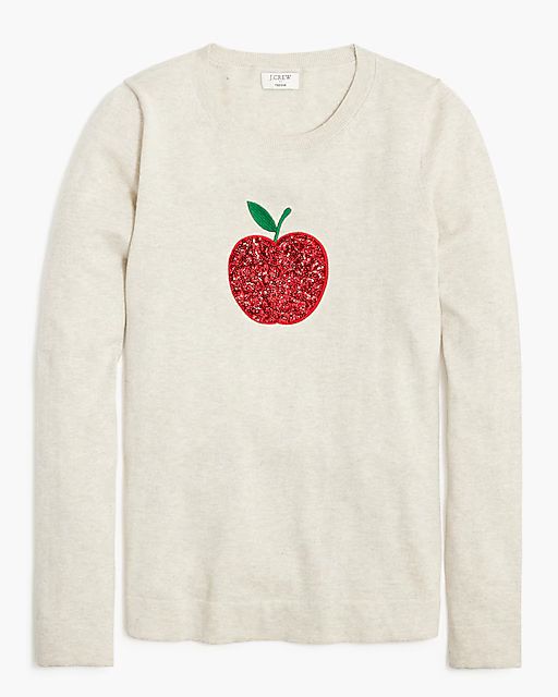 Sequin apple Teddie sweater | J.Crew Factory