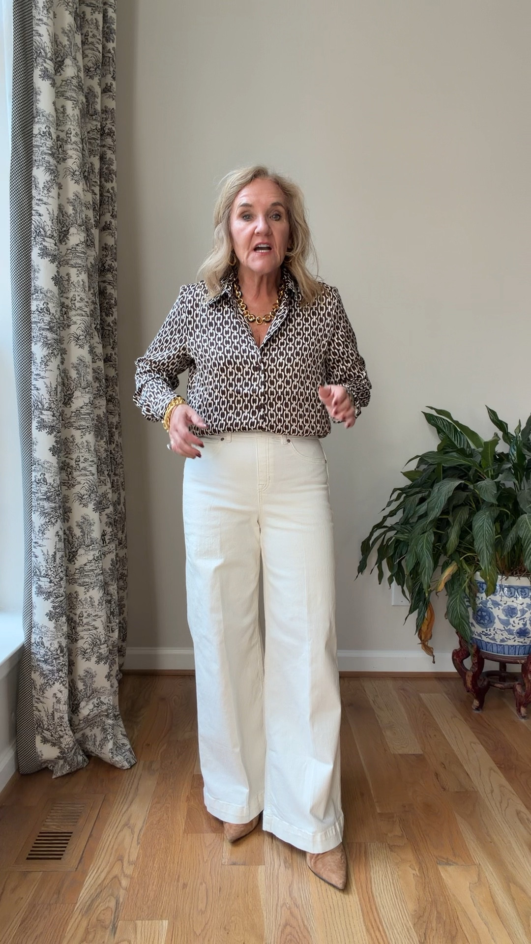 A few pair of spanx jeans are on sale today only for $99 and then I have an extra 25% off code WEAR25

I wear a size petite medium

Satin silky blouse from Nordstrom rack. I love the chain-link design wearing a medium.
Chocolate suede booties a size up a half to accommodate the pointed toe

#LTKSaleAlert #LTKPetite #LTKOver40