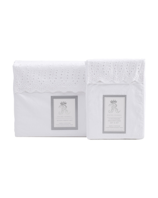 Cotton Percale Eyelet Sheet Collection | TJ Maxx