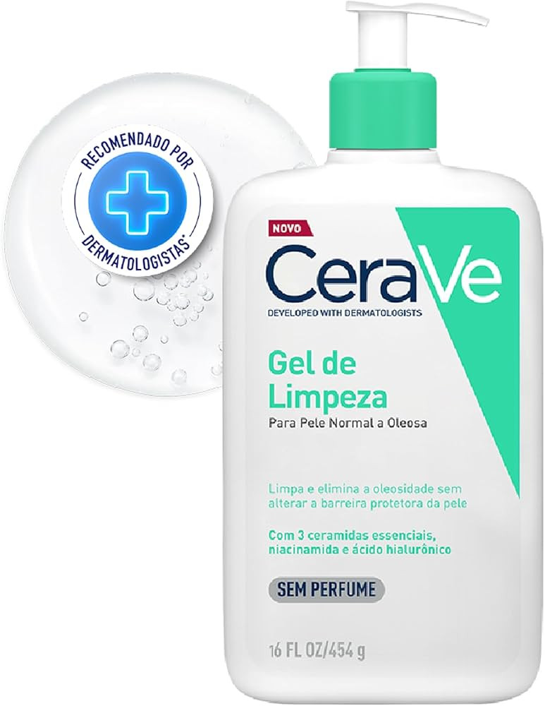 CeraVe, Gel de Limpeza Facial para pele oleosa, com Ácido Hialurônico e Niacinamida | Amazon (BR)